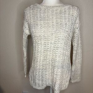 LOFT Cream Textured Knit Sweater Sz Petite Medium